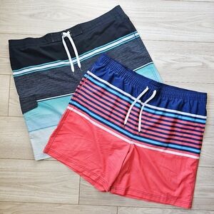Sonoma Goods For Life Colorful Striped Trunks Swimming Board Shorts Set Men XXL